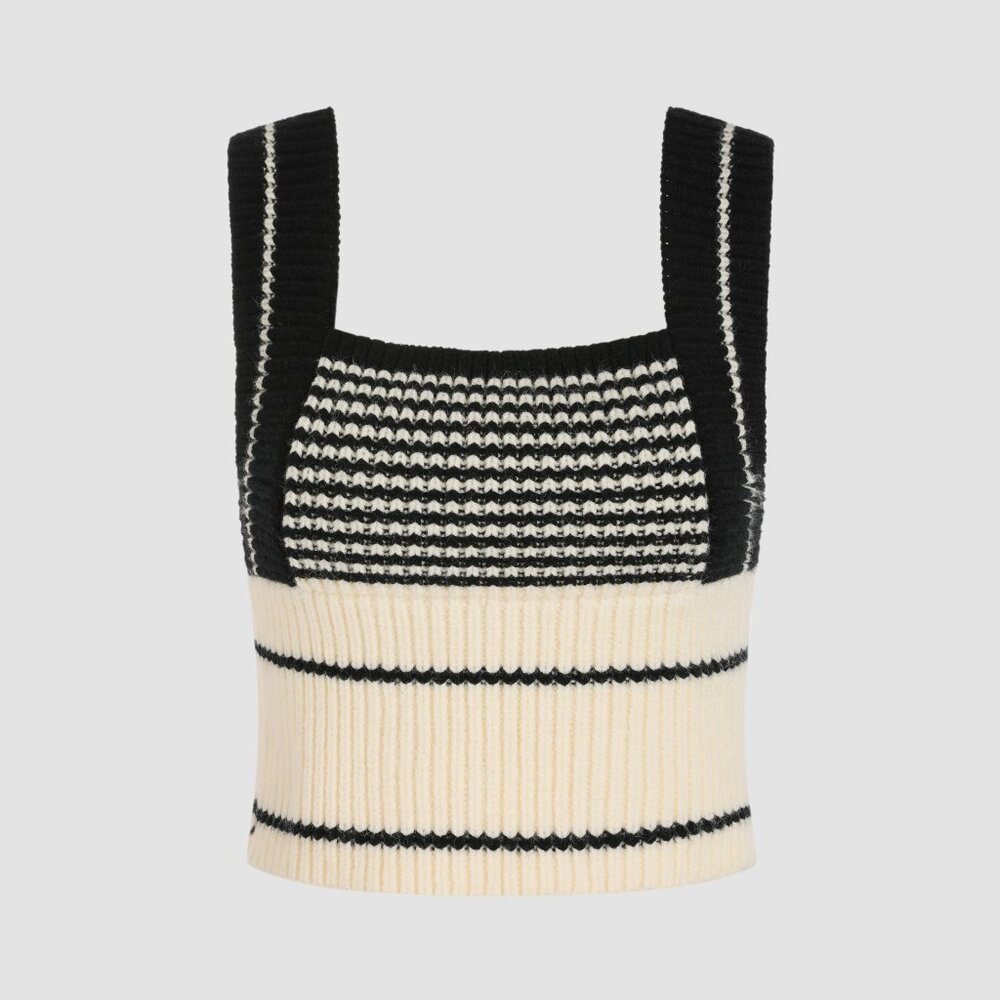 Striped Black and Cream Women's Sweater